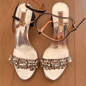 Badgley Mischka Silver Embellished Heels